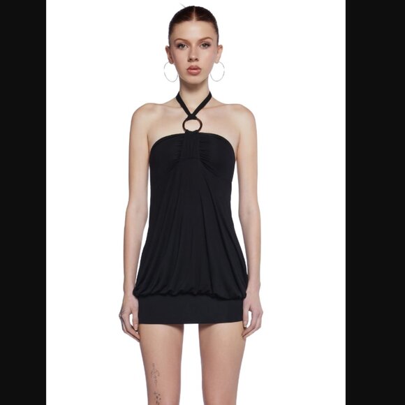 H&M Mini Dress Tunic Halter Choker Emerald Green XS - Picture 11 of 11